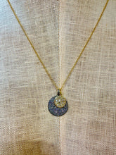 Double diamond disc pendant, "I get by with a little help from my friends"
